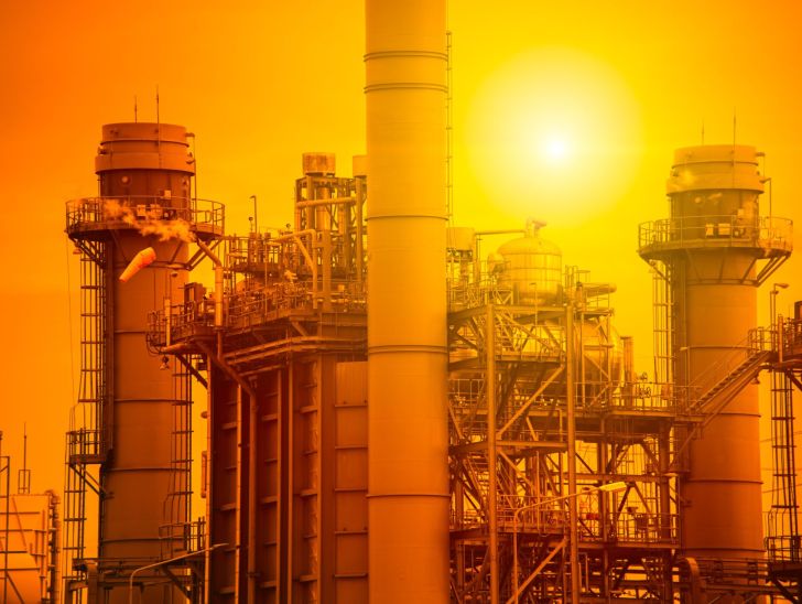 Global Warming high temperature effect impact from carbon release industrial concept